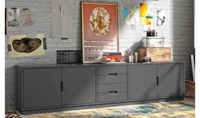 Mesa de televisión industrial Loft Natur