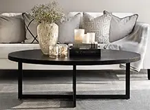 Mesa de centro oval negra de fresno