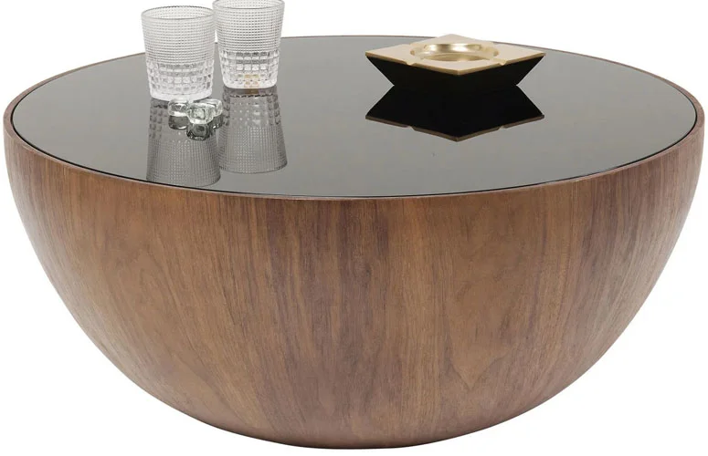 Mesa centro Tear Drops Nogal 80cm cristal Mesa centro Tear Drops Nogal 80cm cristal