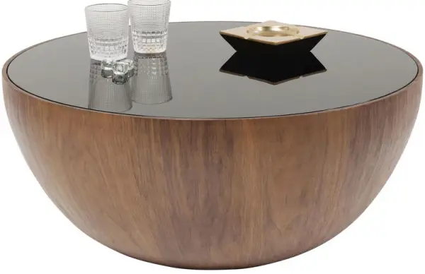 Mesa centro Tear Drops Nogal 80cm cristal
