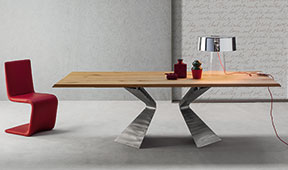 Mesa de comedor roble natural con nudos Prora Bonaldo