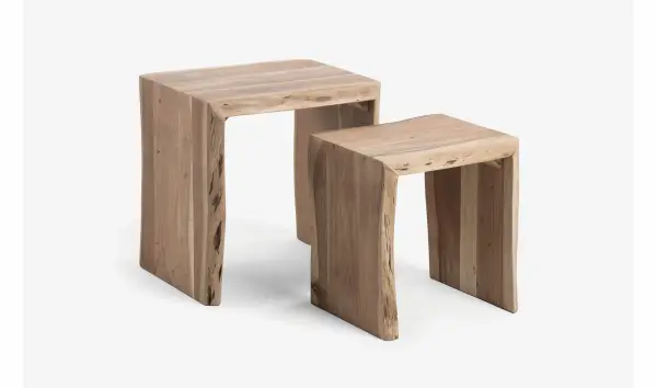 Set 2 mesas auxiliares acacia natural Kairy