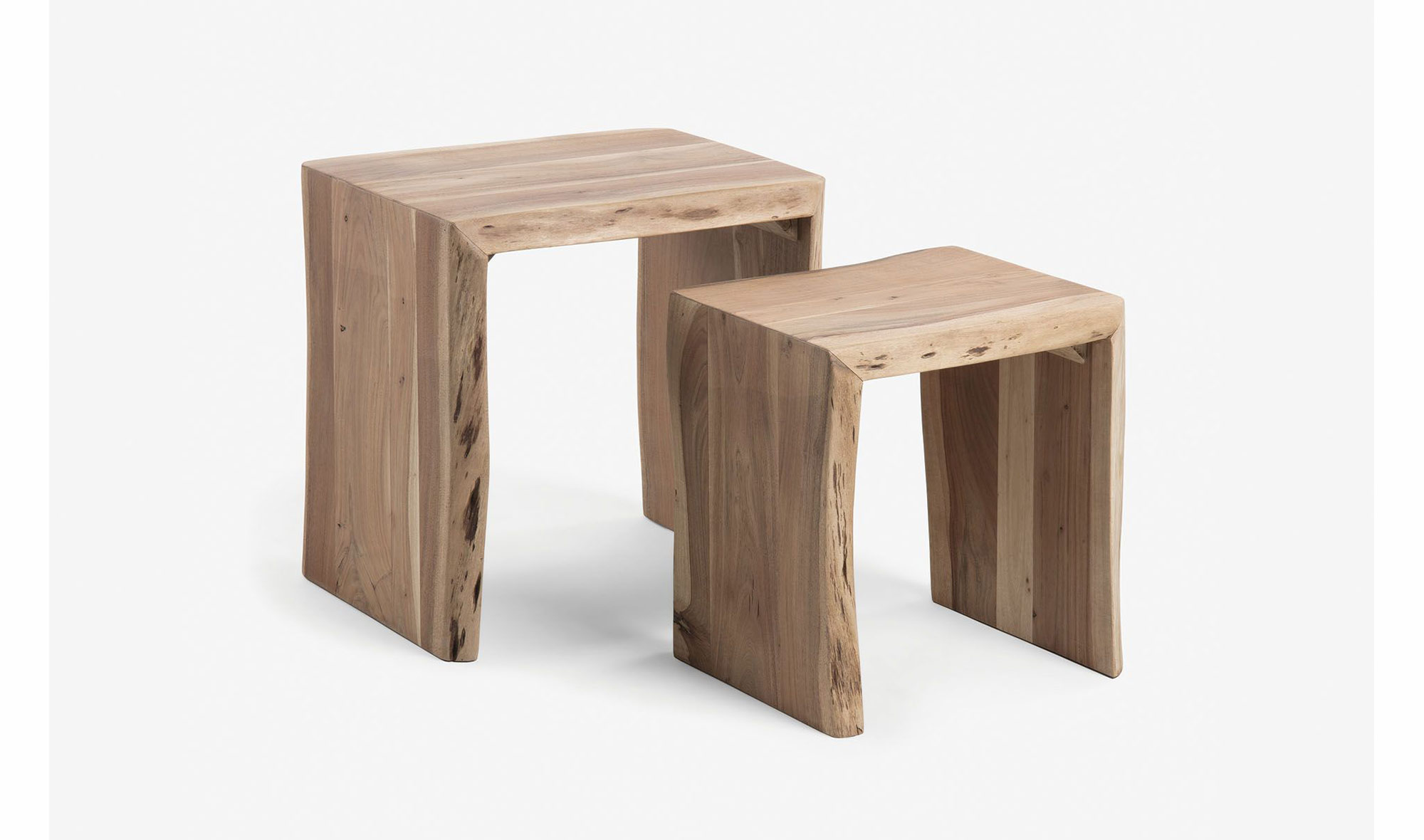 Set 2 mesas auxiliares acacia natural Kairy