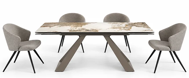 Mesa de comedor extensible acero y porcelánico Portaceli