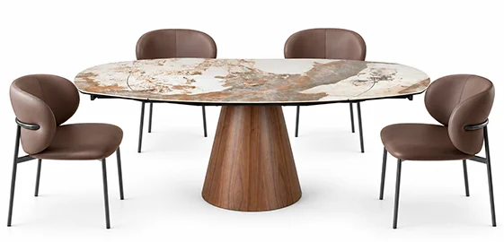 Mesa de comedor extensible nogal y porcelánico Arvena