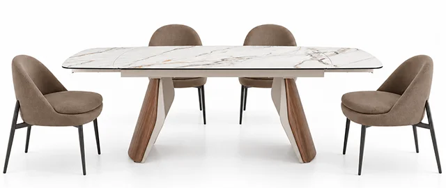 Mesa de comedor extensible barril porcelánico Nova