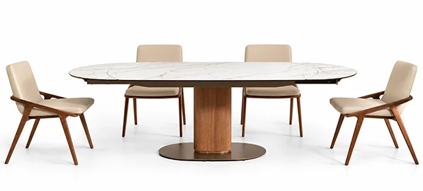 Mesa de comedor extensible nogal y porcelánico Nolvena