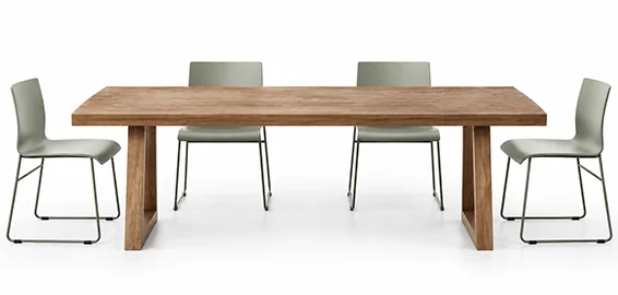 Mesa de comedor industrial Lorien en chapa natural de roble