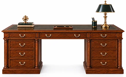 Mesa de despacho clásica con columnas 9 cajones