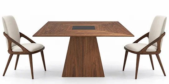 Mesa comedor Blackpool Ángel Cerdá con cristal negro y nogal