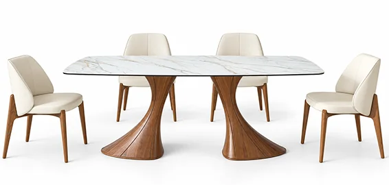 Mesa de comedor nogal y porcelánico Zenia