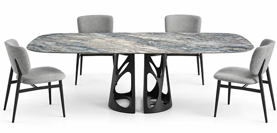Mesa de comedor esquinas redondeadas porcelánico Floen