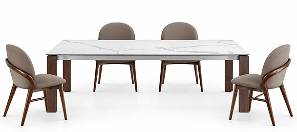 Mesa de comedor extensible porcelánico y nogal Franklin