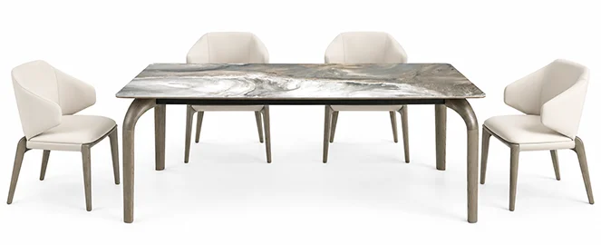 Mesa de comedor roble ceniza y porcelánico Pedraza