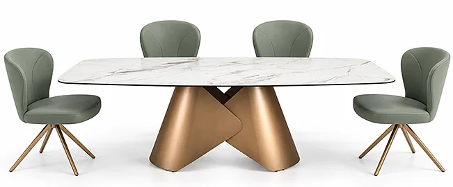 Mesa de comedor ovalada metal y porcelánico Márbora Mesa de comedor ovalada metal y porcelánico Márbora