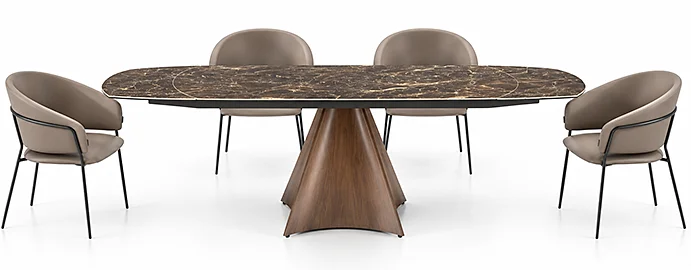 Mesa de comedor ovalada extensible porcelánico Calella Mesa de comedor ovalada extensible porcelánico Calella