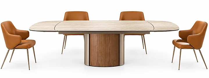 Mesa de comedor extensible rectangular nogal y porcelánico Almara Ángel Cerdá 1162