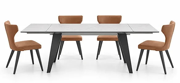 Mesa de comedor extensible Tolova tapa porcelánica