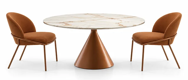 Mesa de comedor redonda metal y porcelánico Cherdy