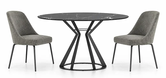 Mesa de comedor redonda mármol y metal