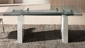 Mesa de comedor extensible cristal y porcelnico Gaula