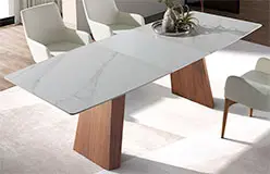 Mesa de comedor extensible porcelánico y nogal Joste