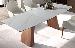 Mesa de comedor extensible porcelnico y nogal Joste