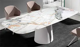 Mesa de comedor ovalada barril porcelánico Oselva