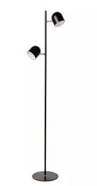 Lámpara de pie negra regulable doble foco Skanska