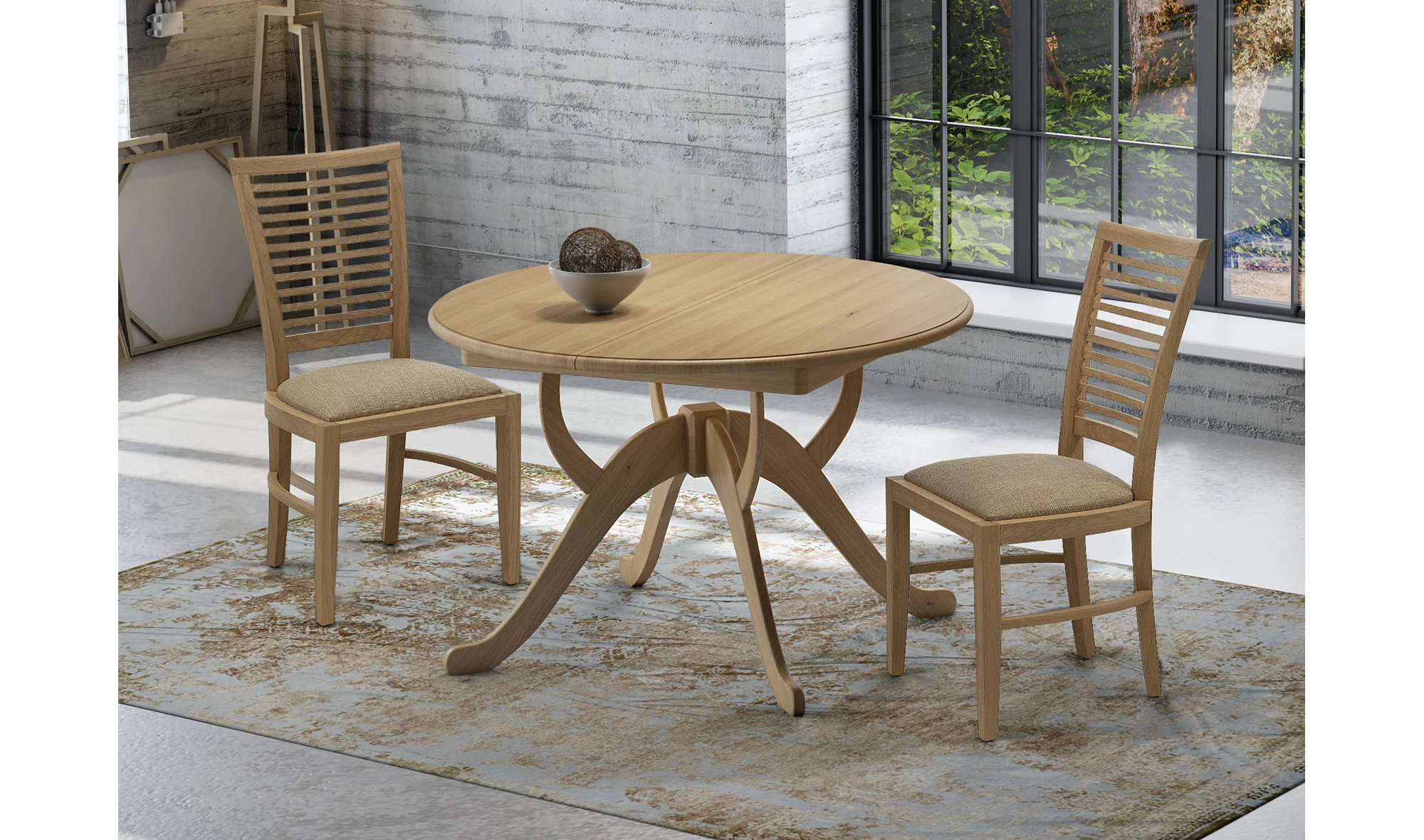 Mesa de comedor redonda extensible Vintage Kudre