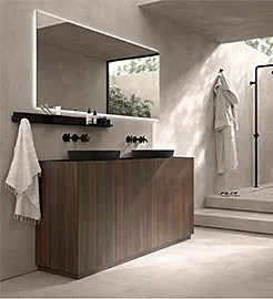 Mueble de baño nogal y vidrio Atrio Mueble de baño nogal y vidrio Atrio