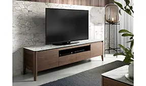 Mesa de televisión de diseño nogal y cerámica Sivori II