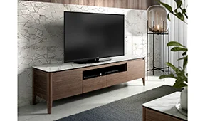 Mesa de televisión de diseño nogal y cerámica Sivori II