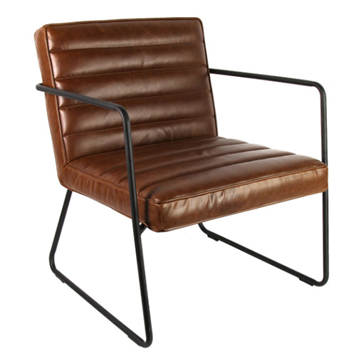 Sillón Torben piel marrón oscura