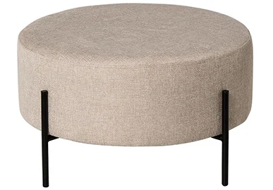 Puff metal y tapizado beige Boreal