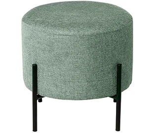 Puff metal y tapizado menta Nereo