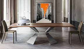 Mesa de comedor nogal 400 Prora Bonaldo