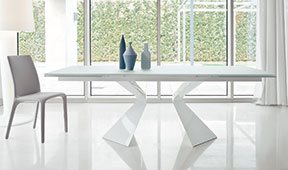 Mesa de comedor extensible cristal blanco Prora Bonaldo