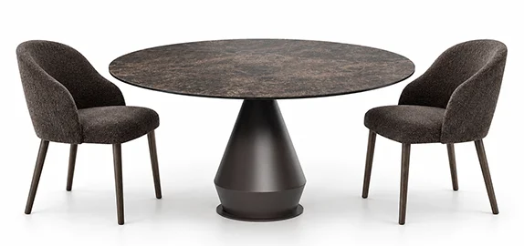Mesa de comedor redonda cerámica y metal Lycos Mesa de comedor redonda cerámica y metal Lycos