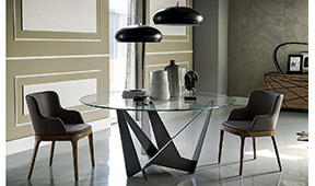 Mesa de comedor redonda cristal Skorpio Cattelan