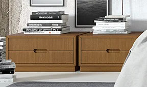 Mesita de noche con zocalo industrial Loft Natur Mesita de noche con zocalo industrial Loft Natur