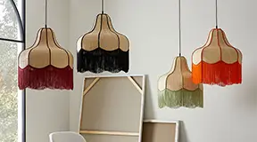 Lámpara de techo natural con flecos campana