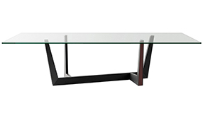 Mesa de comedor rectangular cristal y metal Art Bonaldo