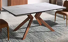 Mesa de comedor extensible porcelánico y nogal Mures