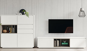 Mueble tv blanco lacado Gael