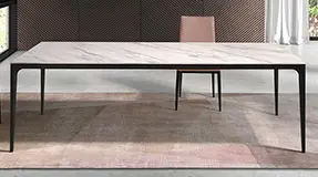Mesa de comedor metal negro y porcelánico trance Kuki