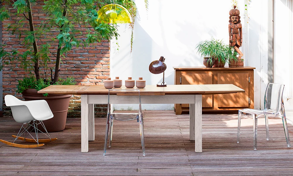 Mesa de comedor extensible roble macizo Abele