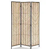 Biombo mimbre y metal negro Biombo mimbre y metal negro
