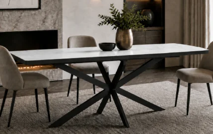 Mesa de comedor extensible porcelánico Droux Mesa de comedor extensible porcelánico Droux