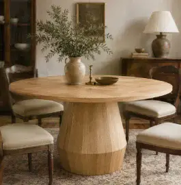 Mesa de comedor redonda fresno natural Mesa de comedor redonda fresno natural